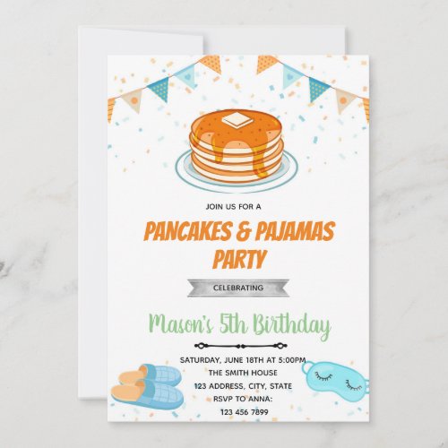 Pancake pajamas boy invitation
