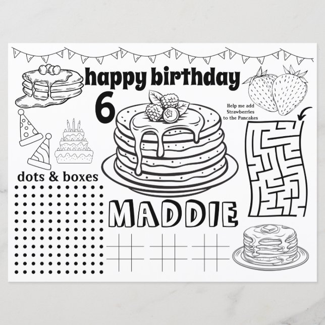 pancake pajamas placemats, pancake birthday (Front)
