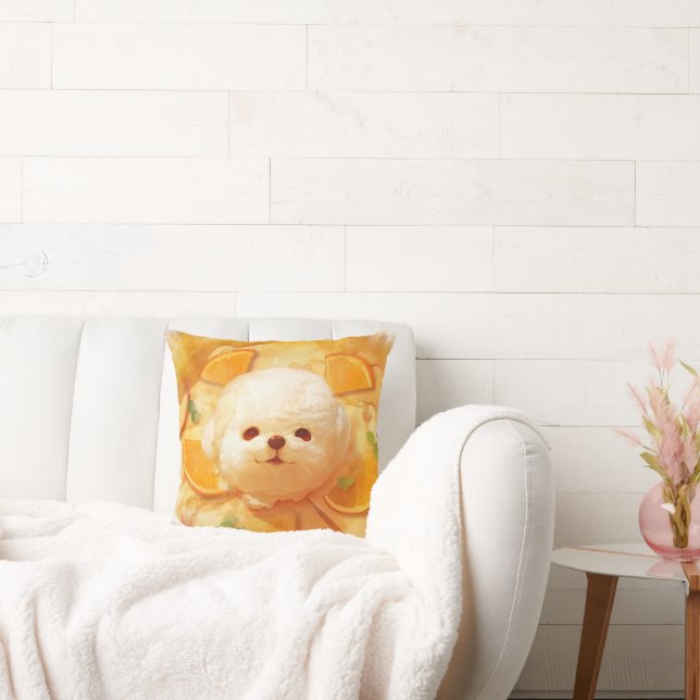 Pancake Party: Smile Dog Ice Cream Throw Pillow (Couch)