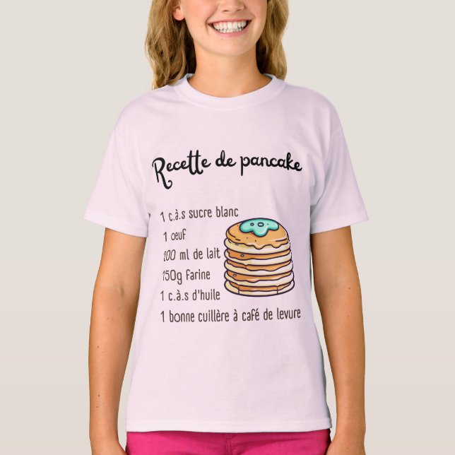 Pancake Pastry Recipe Kids Teens Baking T-Shirt (Front)