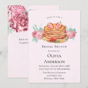 Pancake Pink and Mint Bridal Brunch Invitation