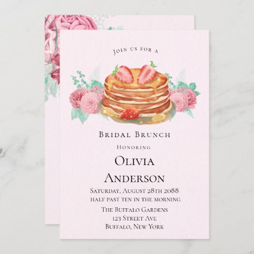 Pancake Pink and Mint Bridal Brunch Invitation