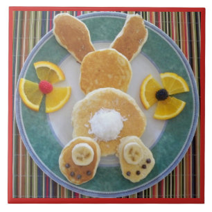 Pancake Rabbit Breakfast Fun Designer Tile Trivet