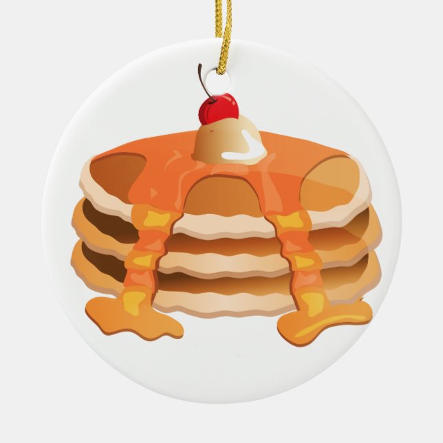 Pancake Stack Ceramic Ornament (Front)