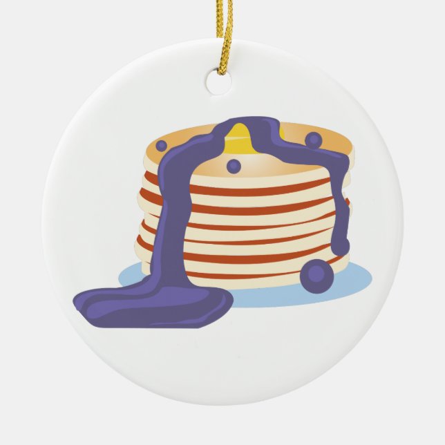 Pancake Stack Ceramic Ornament (Front)