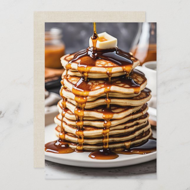 Pancake Stack With Dripping Syrup Invitation (Front/Back)