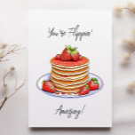 Pancake Themed Birthday Card<br><div class="desc">You're flippin' amazing and hope your birthday is too! Happy Birthday card for anyone. A stack of yummy strawberry pancakes and pancake pun birthday card.</div>