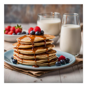 Pancakes and Milk Poster