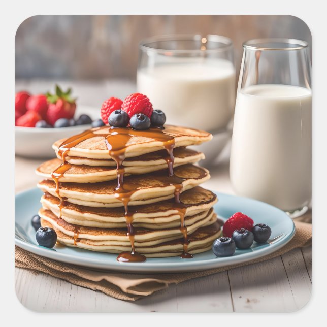 Pancakes and Milk Square Sticker (Front)