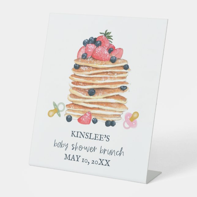 Pancakes and Pacifiers Baby Shower Brunch Welcome  Pedestal Sign (Front)