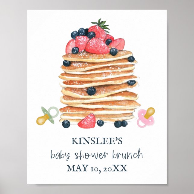 Pancakes and Pacifiers Baby Shower Brunch Welcome Poster (Front)
