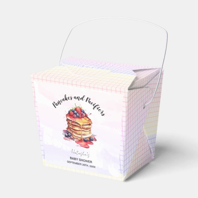 Pancakes and Pacifiers Brunch Baby Shower Favor Boxes (Front Side)