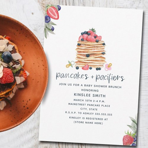 Pancakes And Pacifiers Brunch Baby Shower Invitation
