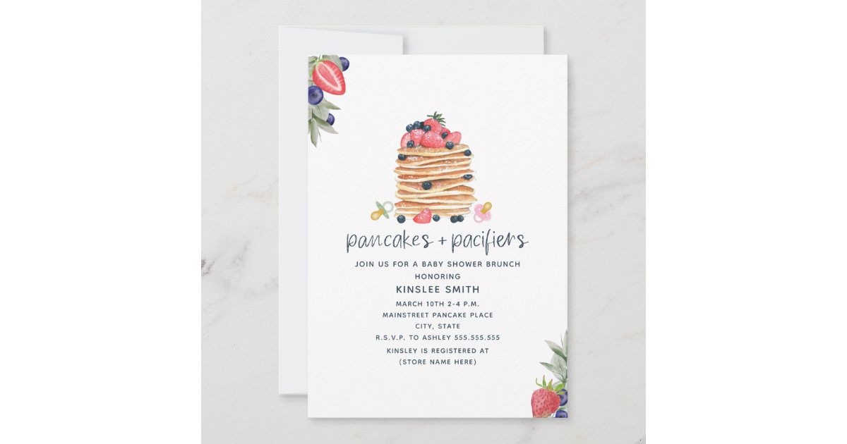 Pancakes And Pacifiers Brunch Baby Shower Invitation Zazzle