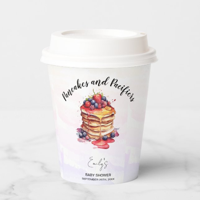 Pancakes and Pacifiers Brunch Baby Shower Paper Cups (Front)