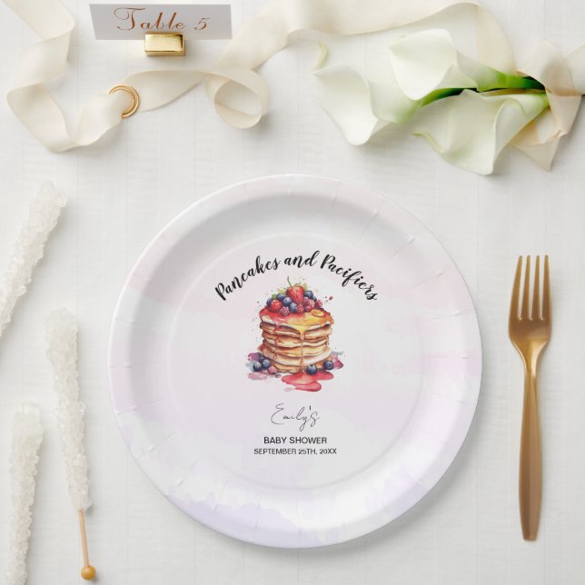 Pancakes and Pacifiers Brunch Baby Shower Paper Plates (Wedding)