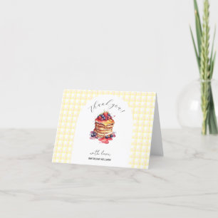 Pancakes and Pacifiers Gingham Plaid Baby Shower Letterpress Thank You Card