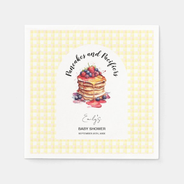 Pancakes and Pacifiers Gingham Plaid Baby Shower Napkins (Front)