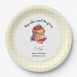Pancakes and Pacifiers Gingham Plaid Baby Shower Paper Plates