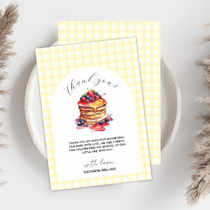Pancakes and Pacifiers Gingham Plaid Baby Shower Thank You Card