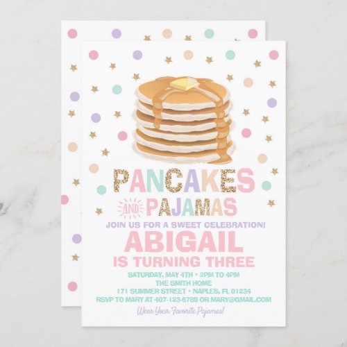 Pancakes and Pajamas Birthday Invitation