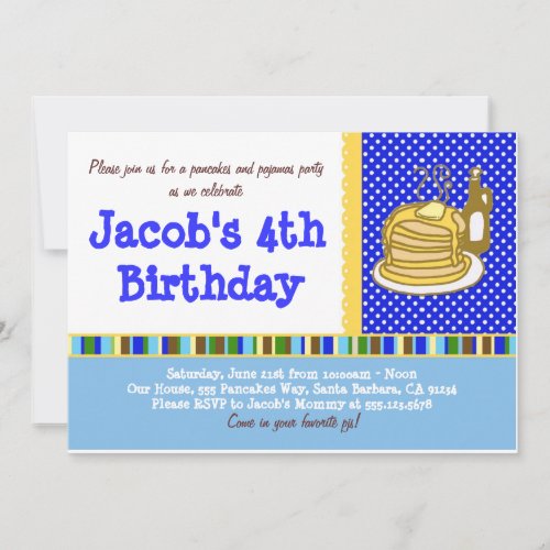 Pancakes and Pajamas Birthday Invitation