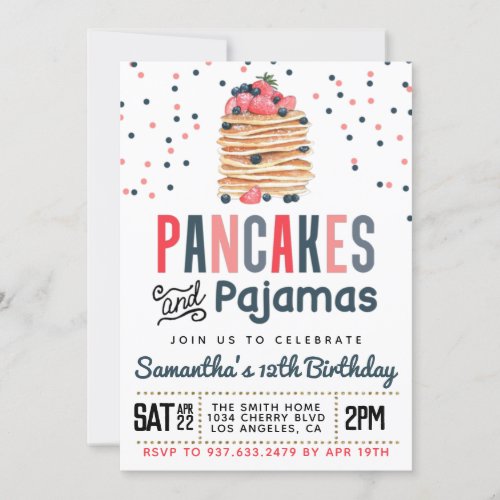 Pancakes and Pajamas Birthday Invitation