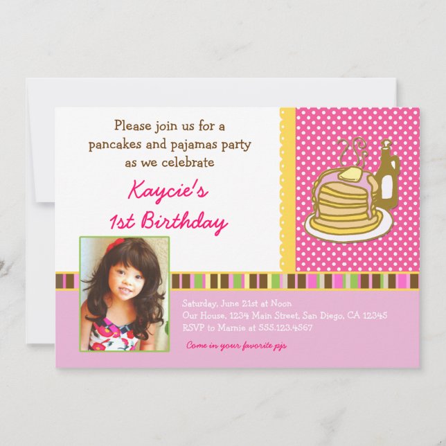 Pancakes and Pajamas Birthday Invitation Photo (Front)
