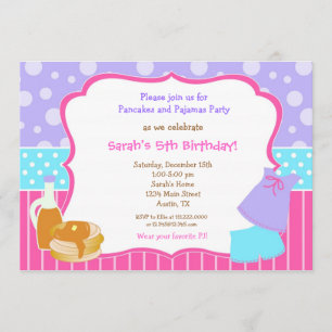 Pancakes and Pajamas Birthday invitations