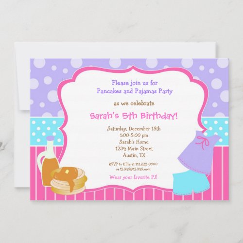 Pancakes and Pajamas Birthday invitations