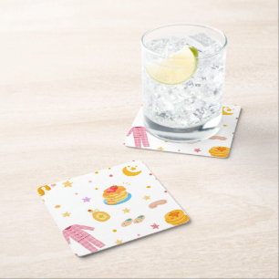 Pancakes and Pajamas Birthday Party Coasters