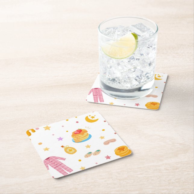 Pancakes and Pajamas Birthday Party Coasters (Insitu)