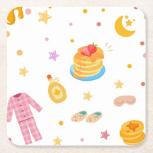 Pancakes and Pajamas Birthday Party Coasters