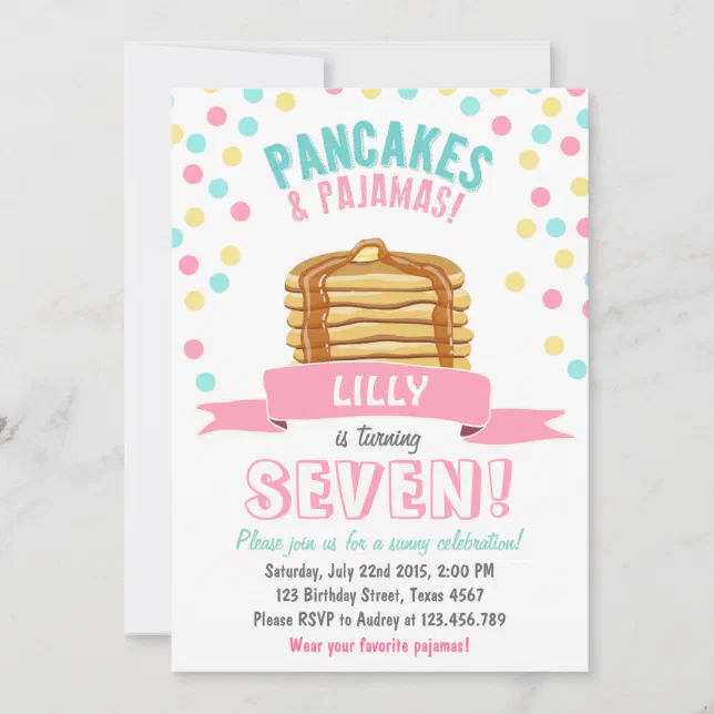 Pancakes and Pajamas Birthday Party Invitation Zazzle