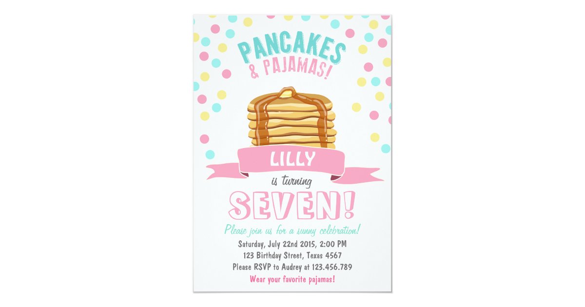 Pancakes and Pajamas Birthday Party Invitation | Zazzle.com