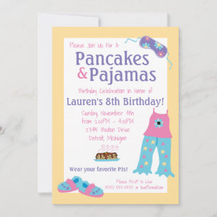 Pancakes and Pajamas Birthday Party Invitation
