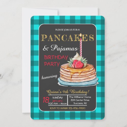 Pancakes and Pajamas Birthday Party Invitation