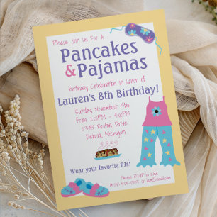 Pancakes and Pajamas Birthday Party Invitation