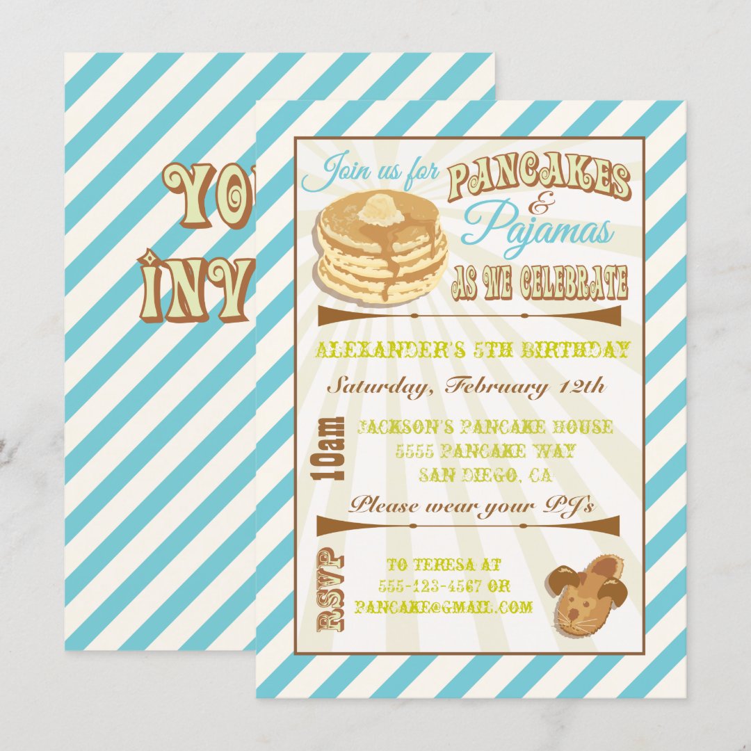 Pancakes and Pajamas Birthday Party Invitations Zazzle