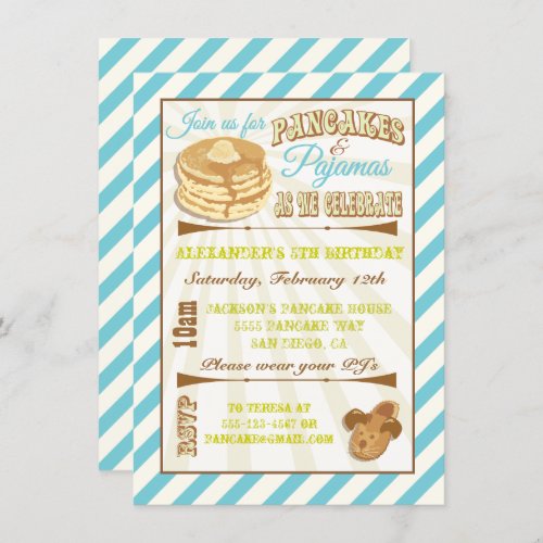 Pancakes and Pajamas Birthday Party Invitations