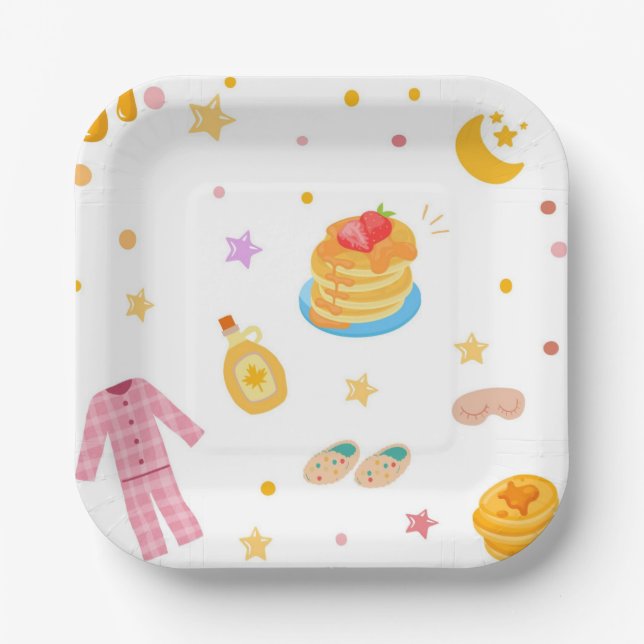 Pancakes and Pajamas Birthday Party Paper Plate  (Front)