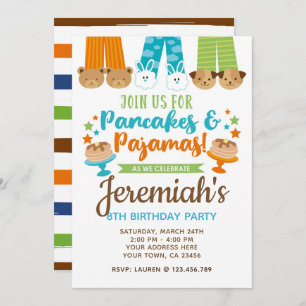Pancakes and Pajamas Boy Birthday Invitation