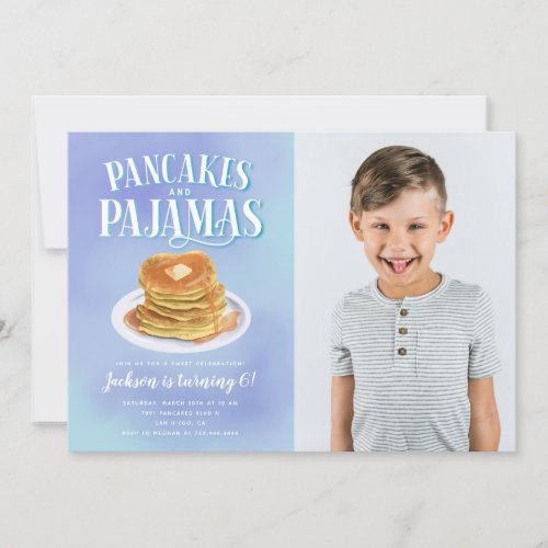 Pancakes and Pajamas Boys Birthday Party Invitation