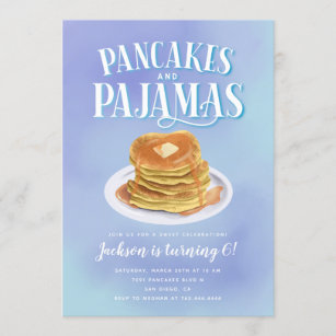 Pancakes and Pajamas Boys Birthday Party Invitation