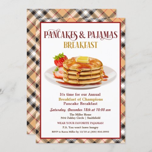 Pancakes and Pajamas Breakfast Invitation