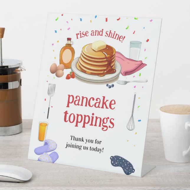 Pancakes and Pajamas Breakfast Party Pedestal Sign (In SItu)