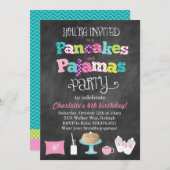 Pancakes and Pajamas Chalkboard Style Invitation (Front/Back)