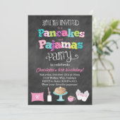 Pancakes and Pajamas Chalkboard Style Invitation (Standing Front)