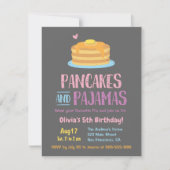 Pancakes and Pajamas Chevron Birthday Party Invitation (Front)