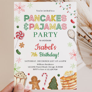 Pancakes and Pajamas Christmas Birthday Invitation